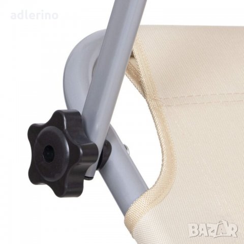 Сгъваем шезлонг с козирка, 188x57 см, шезлонг за басейн, градински шезлонг, 120 кг, кремав, снимка 2 - Градински мебели, декорация  - 34150991