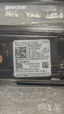 512GB SSD Micron 2500 M2-2242 (nVme,PCI-Ex Gen4x4), снимка 2 - Твърди дискове - 51687068