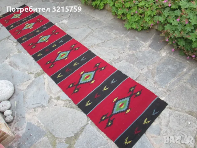 Тетевенска вълнена пътека 3.20 х 0.60м., снимка 8 - Антикварни и старинни предмети - 47821889