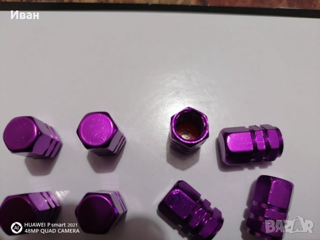 Лилави метални капачки за вентили винтили на гуми за кола автомобил мотор камион колело джип, снимка 3 - Аксесоари и консумативи - 31047792