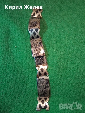 СТАРИННА АРАБСКА СРЕБЪРНА с НИЕЛО РЪЧНО ХУДОЖЕСТВЕНО ОРНАМЕНТИРАНА ГРИВНА УНИКАТ МАЙСТОРСКА 25702