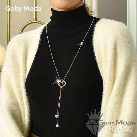 Дамско колие Сърце с перли, снимка 2 - Колиета, медальони, синджири - 51106357