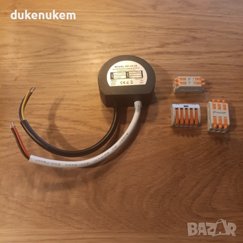 LED трансформатор 24V 30W IP67 – кръгъл, водоустойчив, за външна и вътрешна употреба, снимка 8 - Лед осветление - 53268242