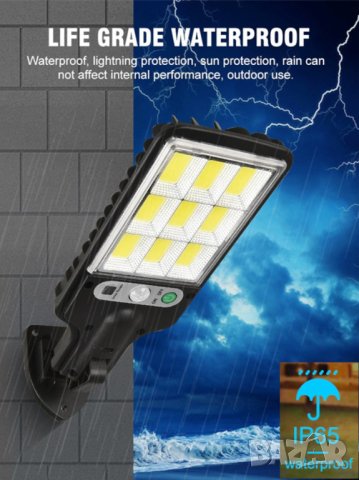 LED, Соларна лампа, сензорна лампа, водоустойчива, соларен панел, сензор за движение и светлина, ЛЕД, снимка 4 - Друга електроника - 40617589