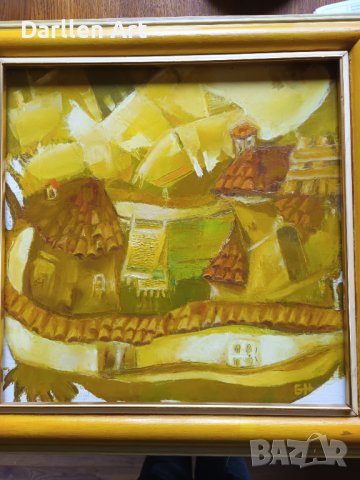 Бианка Ненова, Наивистична картина "Селски двор", снимка 3 - Картини - 40856874