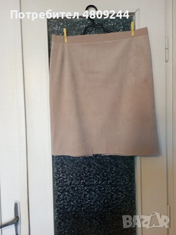 Бежова дамска права пола , размер 52, снимка 2 - Поли - 54327530