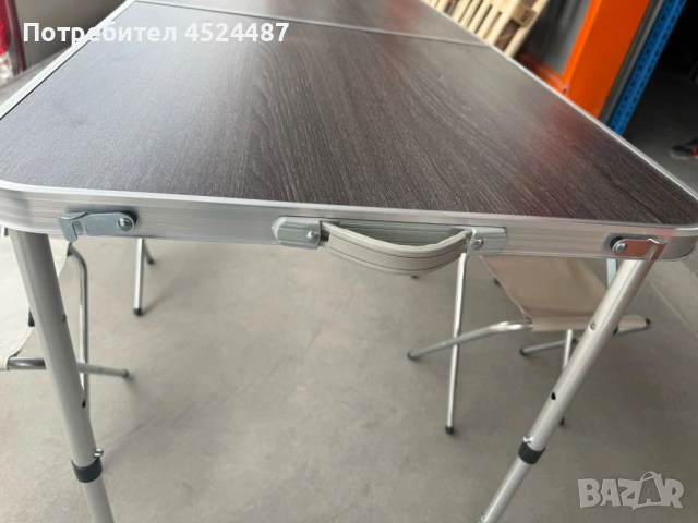 Комплект сгъваема къмпинг маса с 4 стола, регулируема височина, дизайн "куфар" в сив цвят, снимка 8 - Други стоки за дома - 53960320