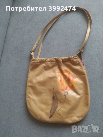 Дамска чанта Coccinelle,естествена кожа,рисувана, снимка 5 - Чанти - 44731472