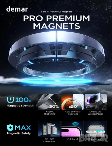 LISEN Автомобилна стойка за телефон с щипка MagSafe, снимка 8 - Аксесоари и консумативи - 50601188