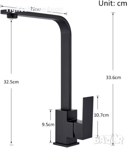 Черен матов кухненски смесител с едно лостово въртене на 360 градуса, снимка 2 - Смесители - 42812174