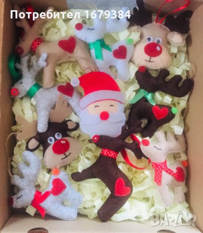 Коледна декорация / Коледни играчки за елха от филц ръчна изработка елен, снимка 5 - Декорация за дома - 34909867