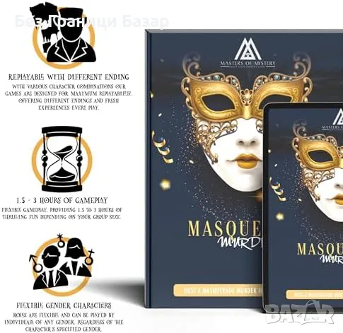Нова Венецианска маскарадна мистериозна игра - вечеря за до 20 души, снимка 3 - Настолни игри - 47945564