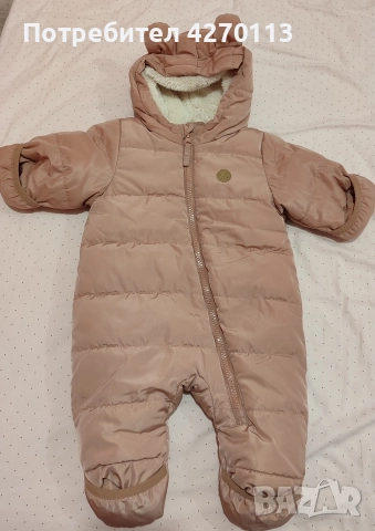 Бебешки зимен гащеризон H&M за момиче размер 56, снимка 2 - Бебешки гащеризони - 52681903