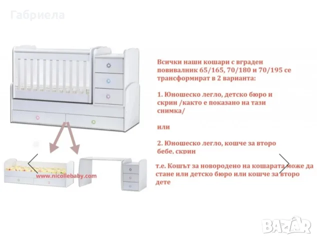 Детска кошара с подвижна решетка + матрак , снимка 5 - Кошарки - 55771012