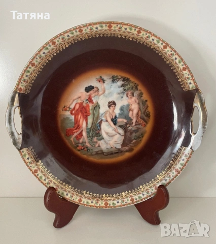 Сет  6+1 от порцеларови чинии «Трите грации», митологични мотиви, снимка 3 - Антикварни и старинни предмети - 53134658