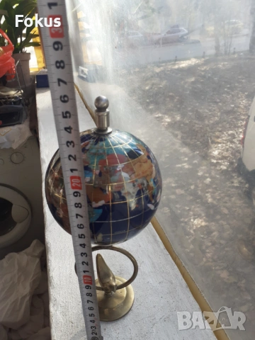 Глобус с инкрустирани полускъпоценни камъни лапис седеф др., снимка 3 - Антикварни и старинни предмети - 53353875