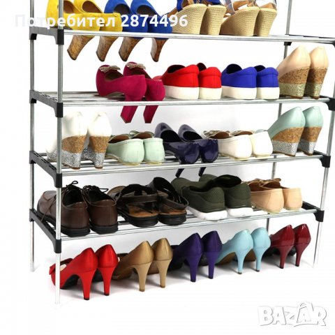 2210 Стелаж за обувки, метал и пластмаса, 6 нива, снимка 7 - Други стоки за дома - 34994752