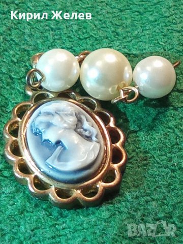 КЛАСИЧЕСКА КАМЕЯ с ПЕРЛИ БРОНЗ ПОЗЛАТА АРТ ДЕКО 21775, снимка 10 - Антикварни и старинни предмети - 32537715