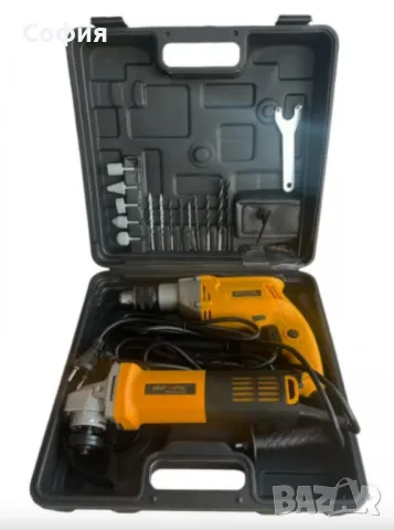 Комплект 2 в 1 бормашина и ъглошлайф на ток, снимка 1