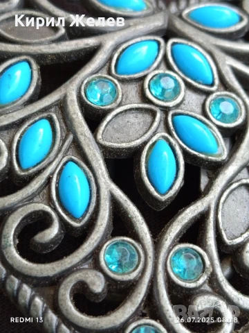 Катарама тока за колан тип сърце с тюркуазени вложки стилна 10612, снимка 2 - Колани - 51145806