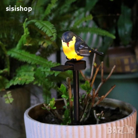 Декоративна соларна лампа „Врабче“ – Градинска фигура с топла LED светлина 4475, снимка 2 - Соларни лампи - 53977959