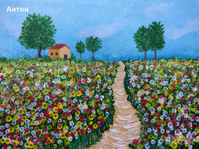 "Пролет в полето" авторска картина , снимка 3 - Картини - 37465048