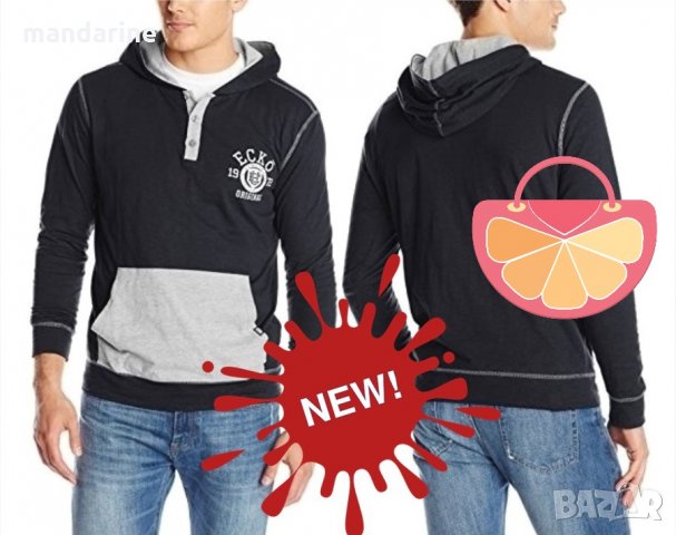 ПРОМО 🍊 ECKO UNLTD 🍊 Мъжки суичър с качулка в черно BLACK HOODIE нов с етикети