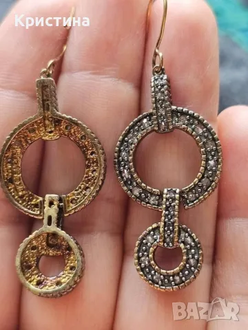 Обеци с Диаманти от злато и сребро, снимка 4 - Обеци - 49968525