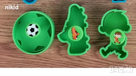 Момче футболист футбол топка бутонка 3 пластмасови резци форми за сладки бисквитки резец форма, снимка 3 - Форми - 47866591