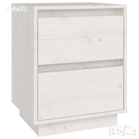 vidaXL Нощни шкафчета, 2 бр, бели, 40x35x50 см, борово дърво масив, снимка 6 - Шкафове - 56148032