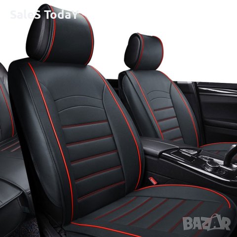 Тапицерия за кола, подложки за седалка, 5 БР, К-Т, черна/ червена, снимка 3 - Аксесоари и консумативи - 40744638