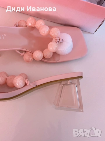 Розови сандали с нисък ток от еко кожа, снимка 4 - Сандали - 54053429