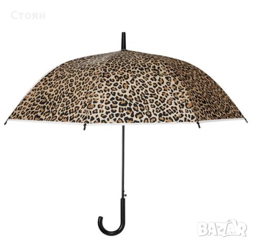 Чадър тип бастун автоматичен полупрозрачен леопардов кафяв 82 см, снимка 2 - Други - 42877298