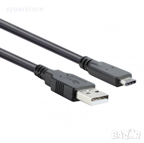 Кабел USB2.0 към USB Micro Type C 1.8m Черен За бързо Зареждане VCom SS001361 Cable USB-Type C M/M, снимка 1 - Кабели и адаптери - 34384271