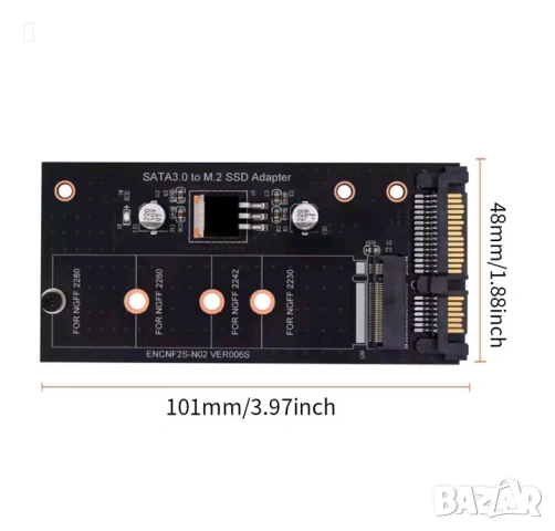 НОВ NGFF M.2 to SATA SSD 2,5 " адаптер за хард диск ссд от микро сата към сата за лаптоп преходник, снимка 4 - Части за лаптопи - 54236138