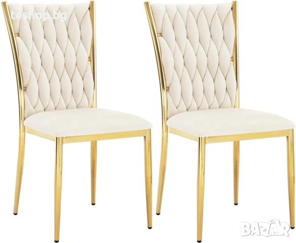 Трапезен стол модерен дизайн 2 броя комплект WOLTU цвят крем