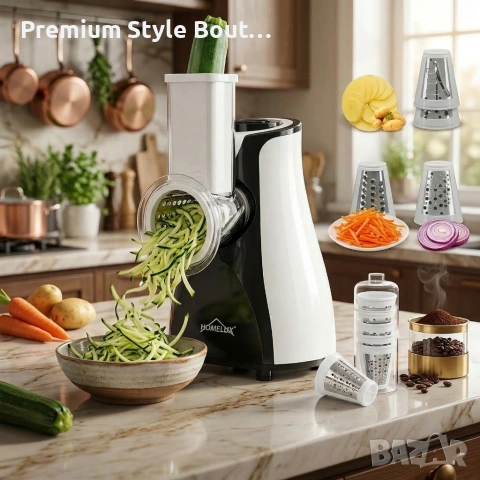 Електрическо ренде 5-в-1 HOMELUX – Мултифункционална резачка за зеленчуци, плодове и други