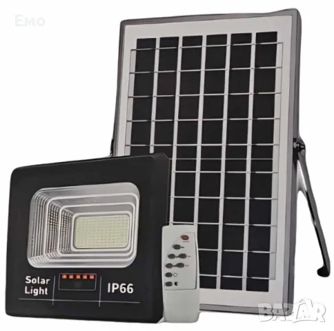 Комплект соларна лампа с дистанционно и соларен панел, 300W мощност - IP66, снимка 2 - Соларни лампи - 48351953