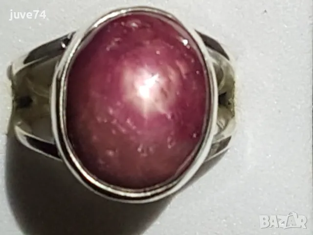 СРЕБЪРЕН ПРЪСТЕН СЪС ЗВЕЗДЕН РУБИН НЕТРЕТИРАН 21.62кт., снимка 3 - Пръстени - 49077900