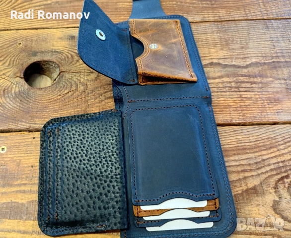 Ръчно изработен мъжки кожен портфейл , снимка 3 - Портфейли, портмонета - 54137886
