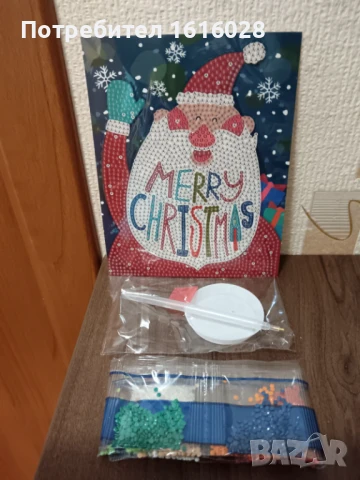 Диамантен комплект за изработка дядо Коледа., снимка 3 - Гоблени - 51281699