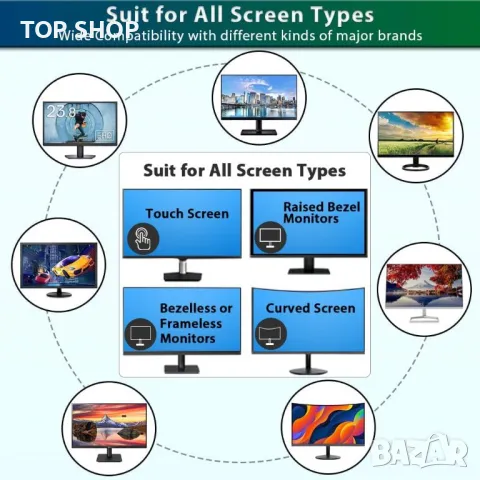 Екран за поверителност на компютъра STARY 21,5-инчов филтър за 16:9 широк екран, снимка 8 - Захранвания и кутии - 49500194