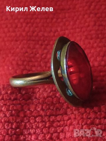 СТАРИНЕН МЕДЕН ПРЪСТЕН със СКЪПОЦЕНЕН КАМЪК ЮВЕЛИРНО РЪЧНО ФАСЕТИРАН ГОЛЯМ НАТУРАЛЕН ГРАНАТ 26726 , снимка 7 - Антикварни и старинни предмети - 36771188