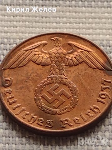 Монета 1 райхсфенинг 1937г. Германия Трети Райх с СХВАСТИКА за КОЛЕКЦИЯ 37758, снимка 5 - Нумизматика и бонистика - 42823609