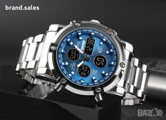 Мъжки водоустойчив часовник с черна верижка, снимка 6 - Мъжки - 24320254