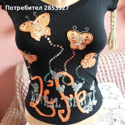 Тениска/пеперуди с пайети, снимка 5 - Тениски - 42481455