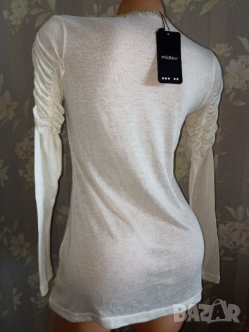 Motivi S, M-Нова с етикет дамска фина блуза с щампа и набран ръкав 