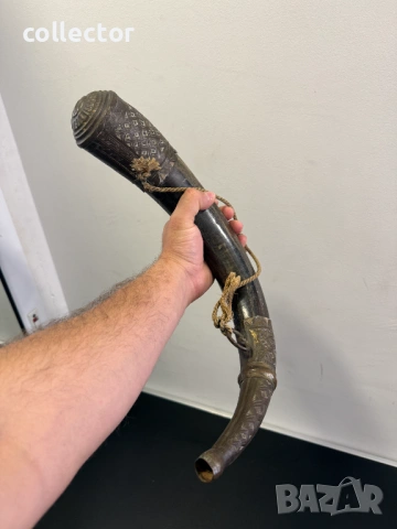 Голяма автентична барутница от рог. №8141, снимка 9 - Антикварни и старинни предмети - 54331255