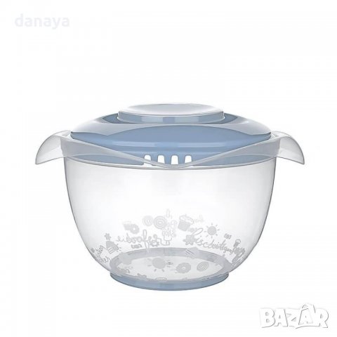 3065 Голяма купа за миксер с капак и отвор против пръскане, 3 литра, снимка 5 - Съдове за готвене - 37874736