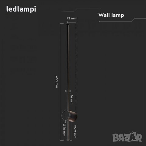LED Аплик 12W Черен IP65, снимка 5 - Външни лампи - 40195471
